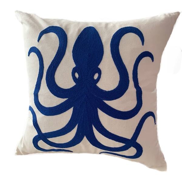 AIRI 18x18 Embroidered Octopus Beach Decorative Pillowcover Bed