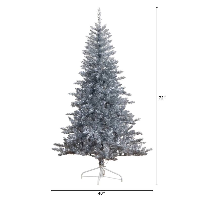 6-ft Artificial Silver Christmas Tree with 300 Cool White LED Lights