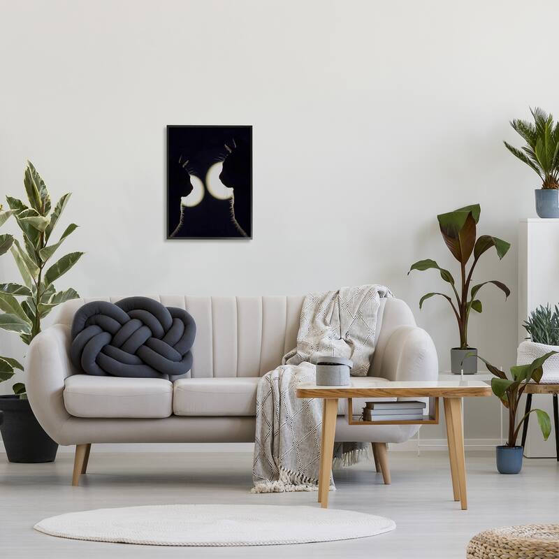 Stupell Two Black Cats Silhouettes Nighttime Moonlight Animals Framed Wall Art, Design by Daphne Polselli
