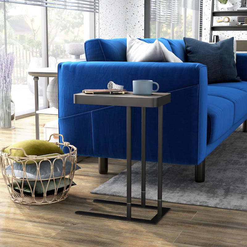 Schofield Industrial 20-inch Metal C-Shape Slide-open Top Side Table by Furniture of America - Light Grey