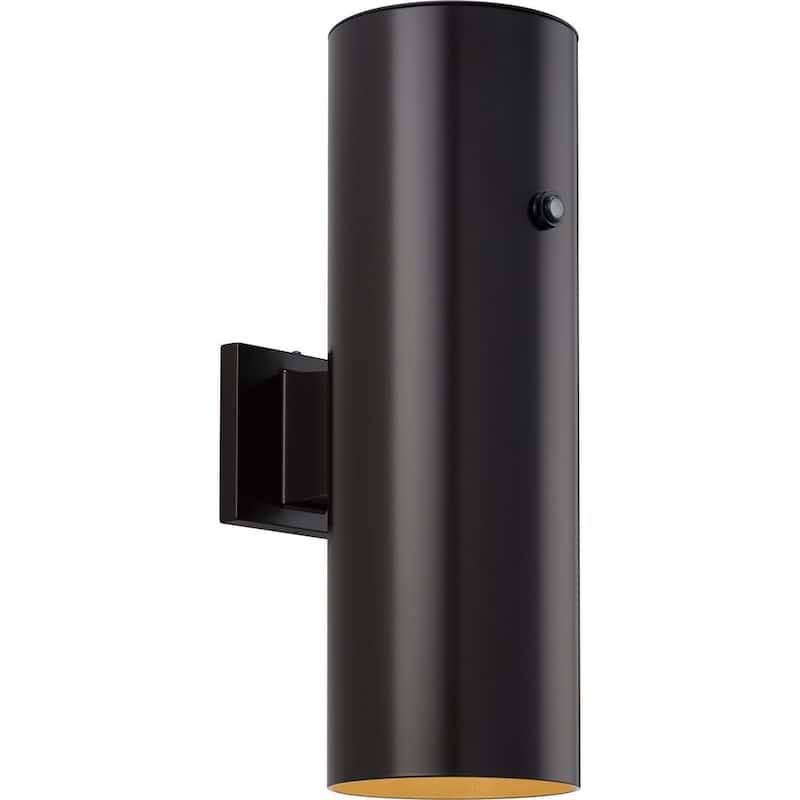 Cylinder Collection 1-Light Antique Bronze 6-Inch Modern Outdoor Extra-Large Wall Lantern Light - 6 in x 8.94 in x 18 in