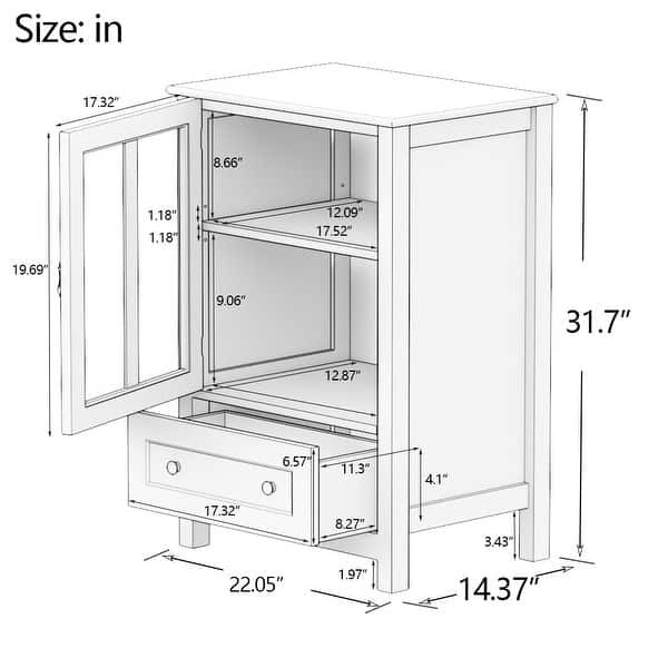 Buffet storage with single glass doors and unique bell handle