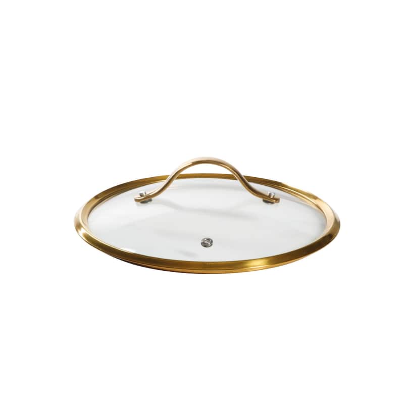 Bloomhouse 8Qt PFAS-free Ceramic Nonstock Stock Pot w/ Lid, Heavy-Duty Aluminum, Linen White, Gold Handles