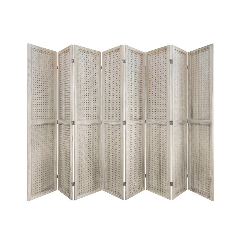 8-Panel Wooden Folding Room Privacy Divider Screen - Natural