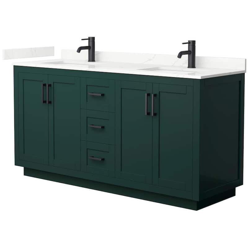 Wyndham Collection WCF292966D-QTZ-UNSMXX Miranda 66" Free Standing - Green / Giotto Quartz Top / Matte Black Hardware