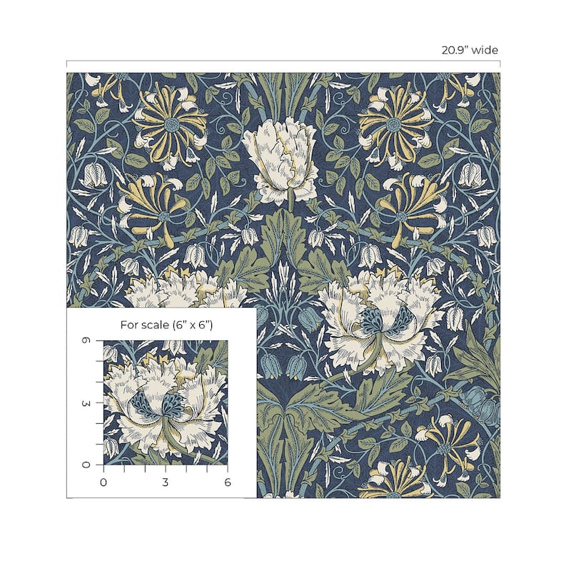 NextWall Ogee Flora Peel and Stick Wallpaper - 20.9 in. W x 18 ft. L