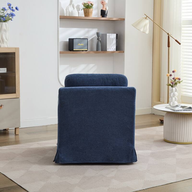 Modern 29.92" Chenille 360° Swivel Accent Chair with Solid Wood Frame and Removable Back Cushion