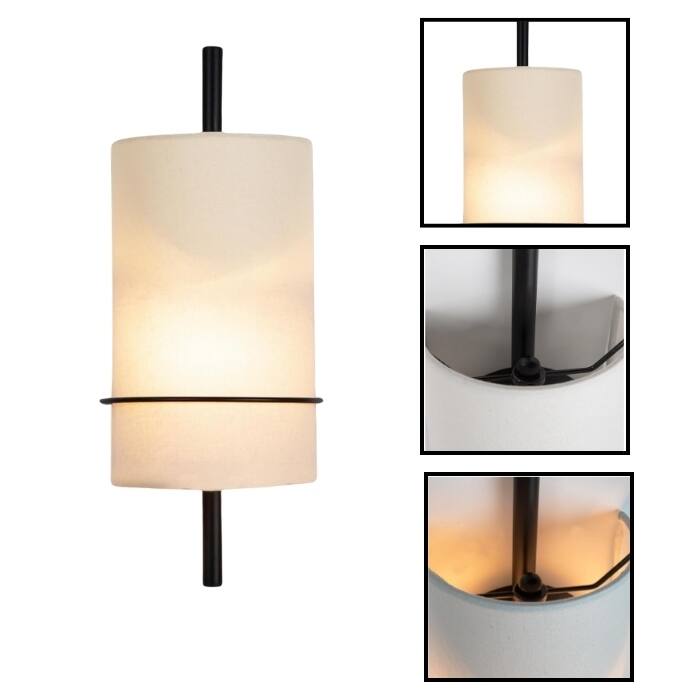 E12 Bulb wall sconce white light fixture linen shade wall