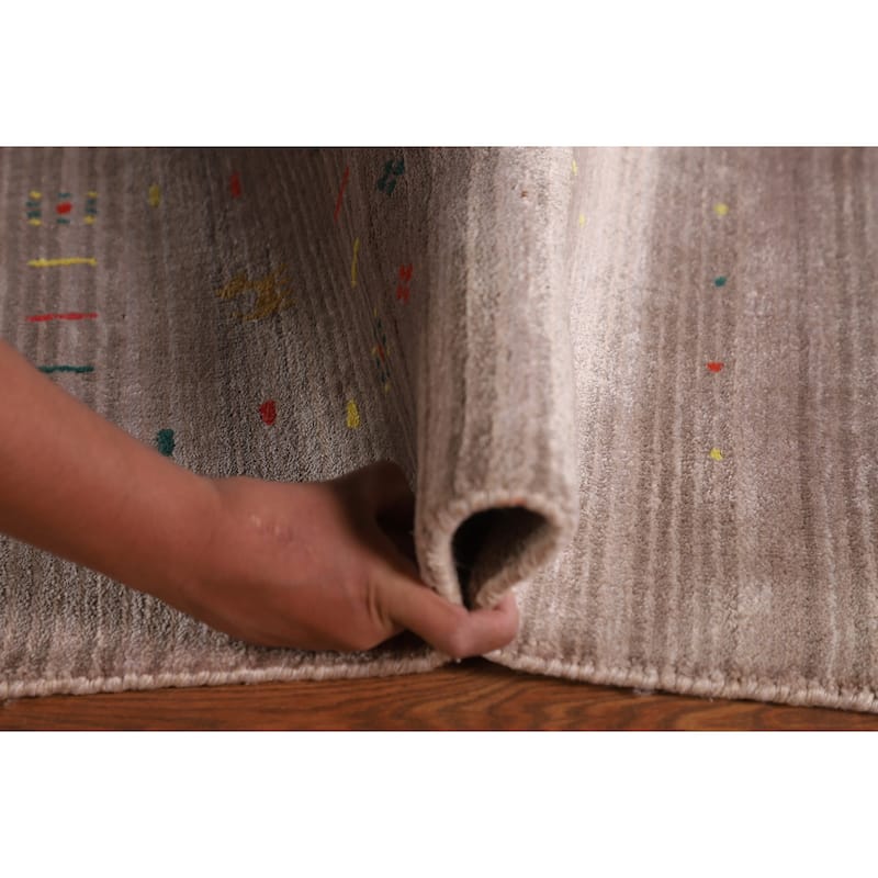 Striped Gabbeh Oriental Area Rug Handmade Wool Carpet - 7'10" x 9'8"