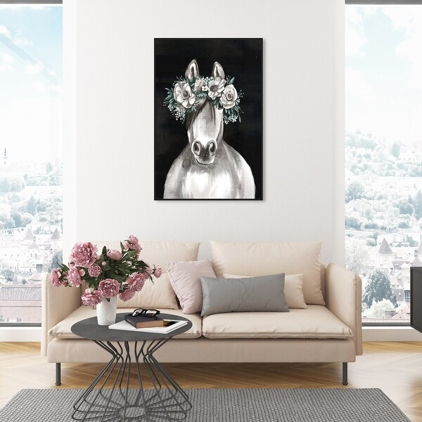 Oliver Gal 'Gorgeous Floral Horse' Animals Wall Art Framed Canvas