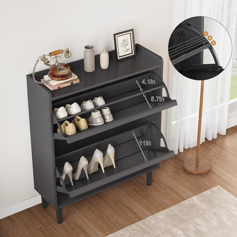Drawer Wooden Shoe Cabinet with Adjustable Shelves