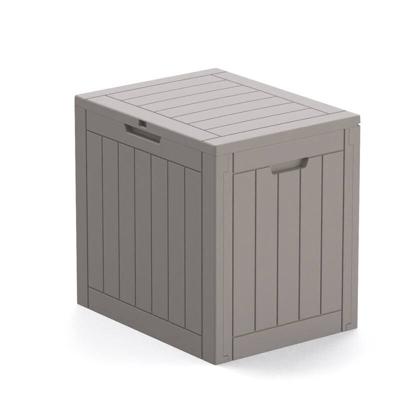 30 Gallon Outdoor Storage Box with Woodgrain or Rattan Effect /Durable, Weatherproof, UV Protected, Easy to Assemble - 30GAL