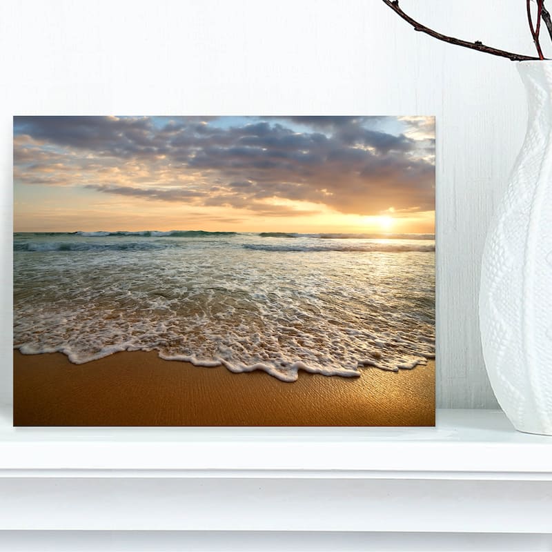 Bright Cloudy Sunset in Calm Ocean - Contemporary Seascape Art Canvas