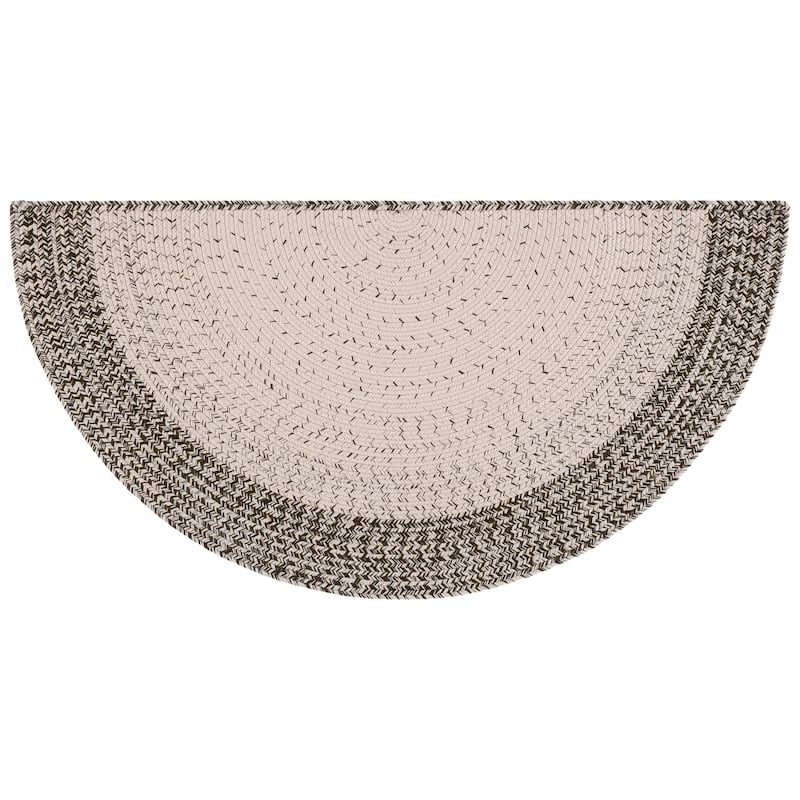 SAFAVIEH Handmade Braided Eiry Washable Indoor/Outdoor Rug - Weather Resistant & Easy Cleaning - 2' x 4' Half-Moon - Ivory/Grey