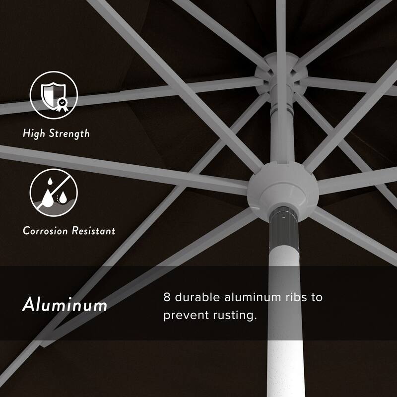 California Umbrella 11' Golden State Series Patio Umbrella White Aluminum Frame Crank Lift Collar Tilt Sunbrella