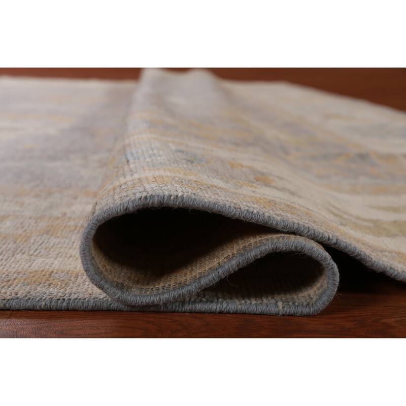 Hand Knotted Oriental 100% Wool Carpet Transitional All-Over Greys & Charcoal Oushak Area Rug - 9' 11'' X 8' 2''