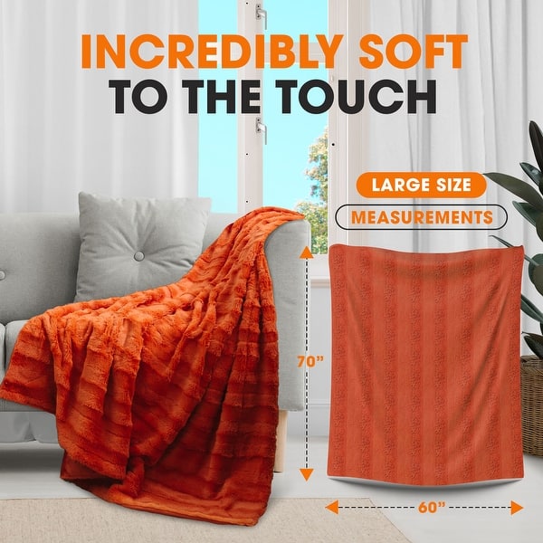 dimension image slide 26 of 31, Cheer Collection Faux Fur/ Microplush Reversible Throw Blanket