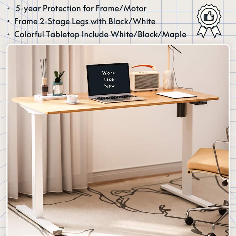 FlexiSpot Electric Standing Desk Whole-Piece Desk Board Computer Desk Height Adjustable Desk for Home Office