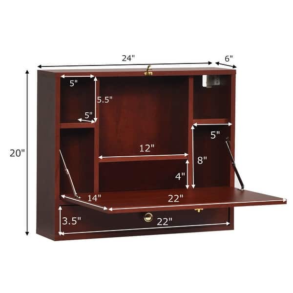 Shop Gymax Wall Mounted Folding Laptop Desk Hideaway Organizer Storage On Sale Overstock 28000878