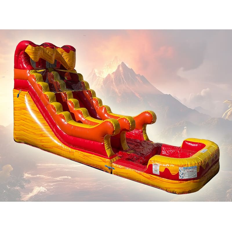 Jingo Jump 15FT Volcano Water Slide - 15′ H x 30′ L x 11′ W
