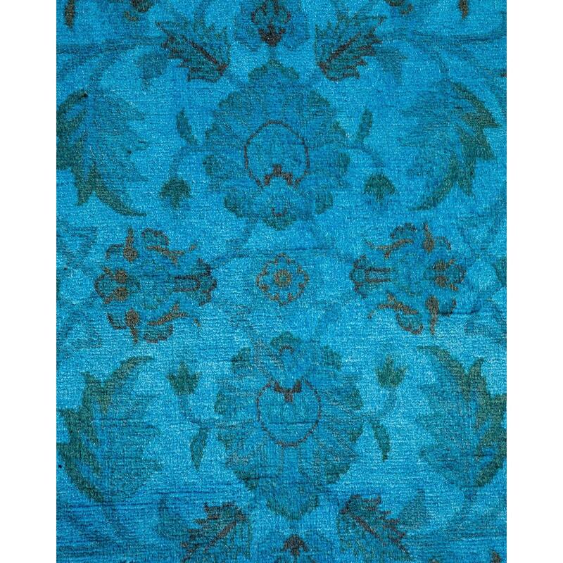 Overton Hand Knotted Wool Vintage Inspired Modern Contemporary Overdyed Blue Area Rug - 3' 1" x 5' 4"