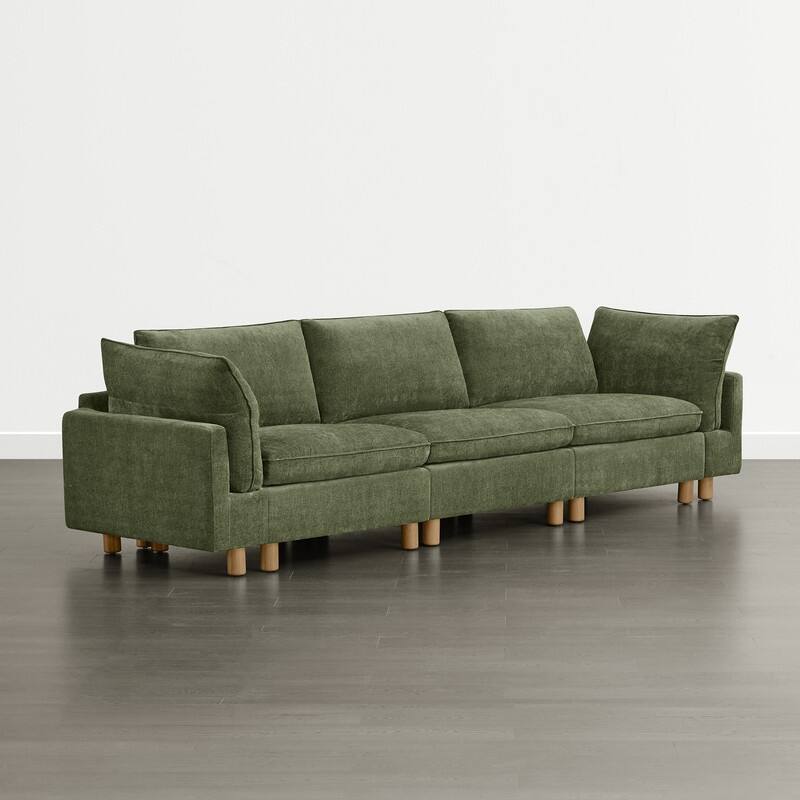 Spruce & Spring Modular Cloud Couch Sofa with Wood Legs for Living Room