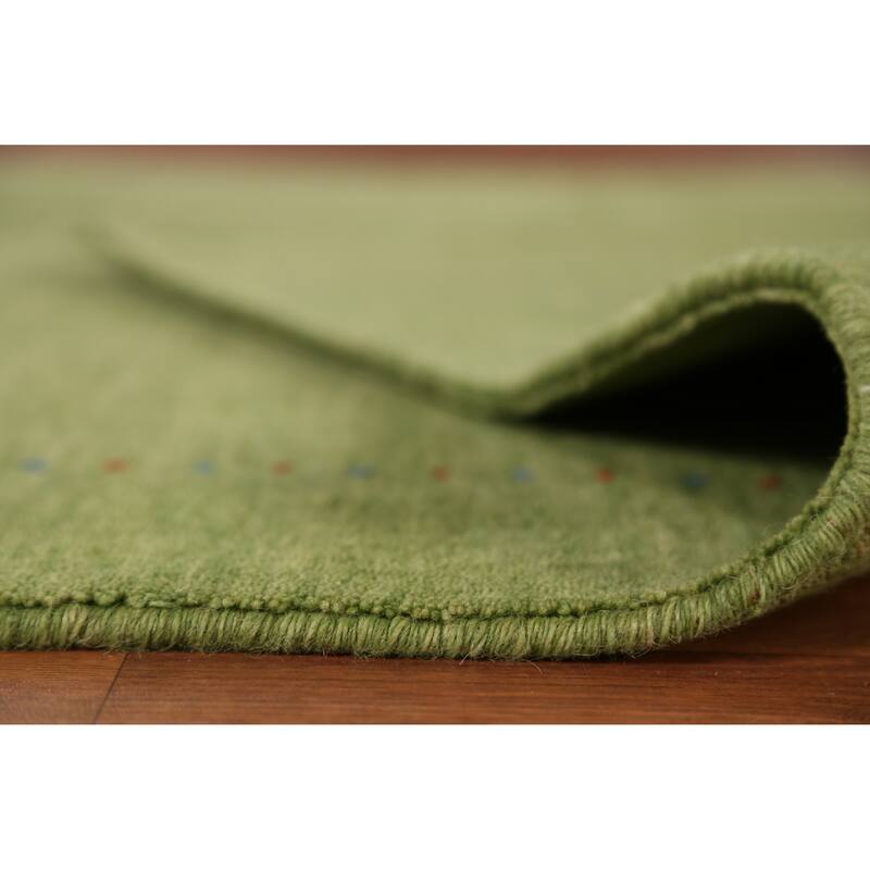 Hand Knotted Oriental 100% Wool Carpet Tribal Animal Pictorial Green Gabbeh Area Rug - 7' 6'' X 5' 3''