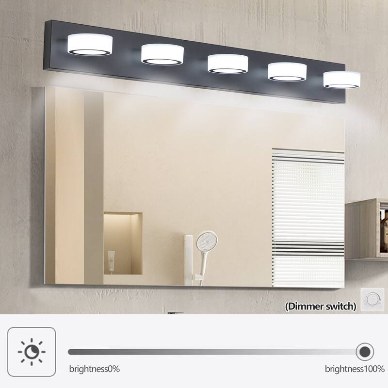 37" Modern 5-Light LED Vanity Light Fixture - with Acrylic Light Shades - Energy-Efficient Bathroom Wall Sconce