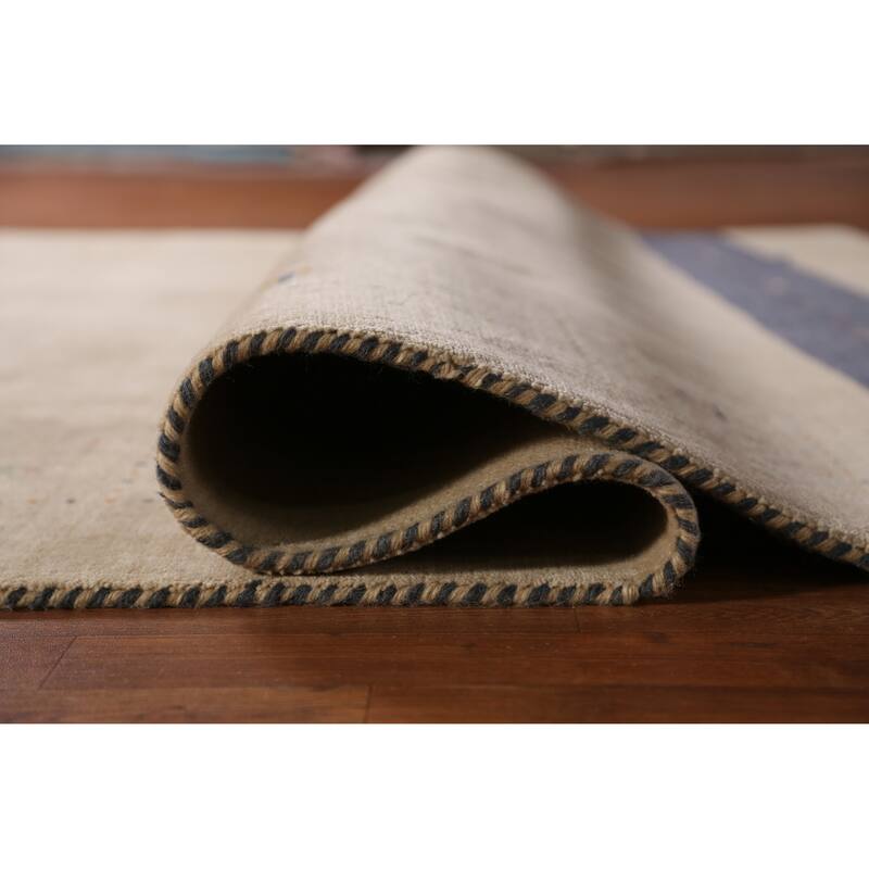 Light Brown Gabbeh Indian Area Rug Handmade Wool Carpet - 7'10" x 9'9"