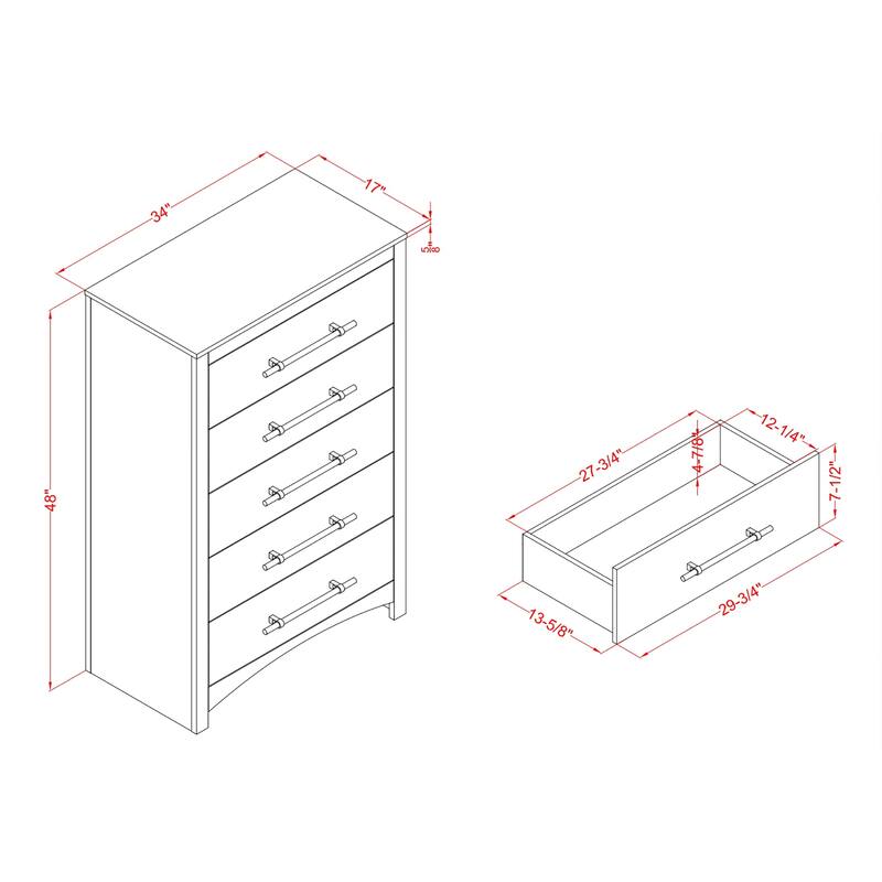 Malgan Traditional Walnut 5-Drawer Wood Vertical Dresser by Furniture of America