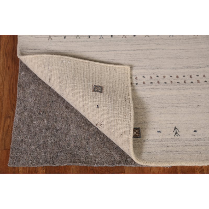 Tribal Beige Gabbeh Area Rug Handmade Modern Wool Carpet - 5'4" x 7'9"