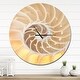 preview thumbnail 9 of 8, Designart 'Golden Nautilus Shell Pattern' Oversized Coastal Wall CLock