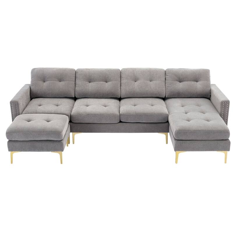 110.6" L-Shape Sleeper Sectional,Mobile Ottoman, Living Room Essential