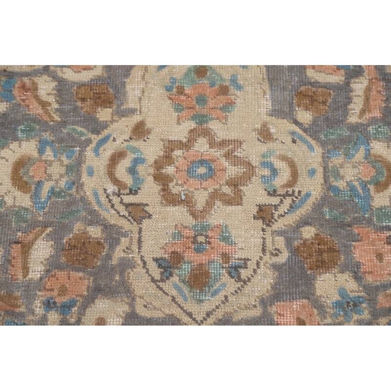 Vintage Over-Dyed Distressed Tabriz Persian Rug Handmade Wool Carpet - 6'4" x 9'9"