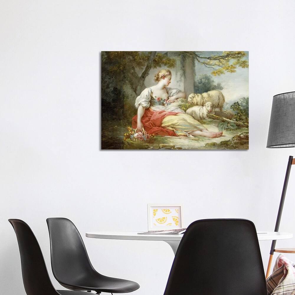iCanvas "Shepherdess With Sheep And A Basket Of Flowers Near A Ruin In A Wooded Landscape" by Jean-Honore Fragonard Canvas Print