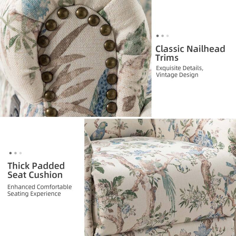 Leopold Transitional Floral Print Manual Swivel Rocking Recliner with Nailhead Trims Set of 2 by HULALA HOME