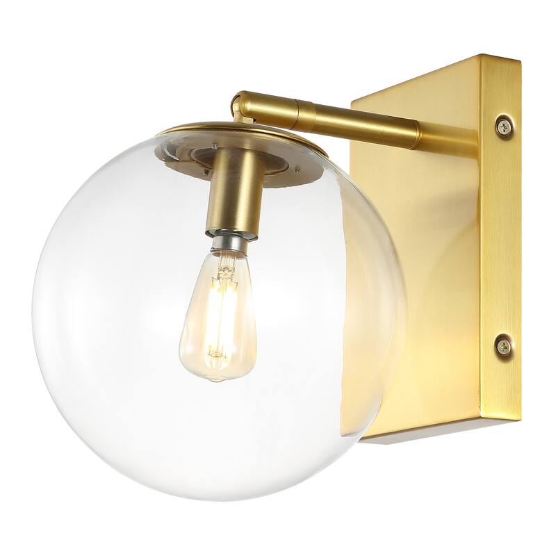 SAFAVIEH Lighting Suada 9-inch Glass Orb Wall Sconce with Bulbs (Set of 2) - 8.5 In. W x 7 In. Dx 8.5 In. H - 9Wx7Dx9H