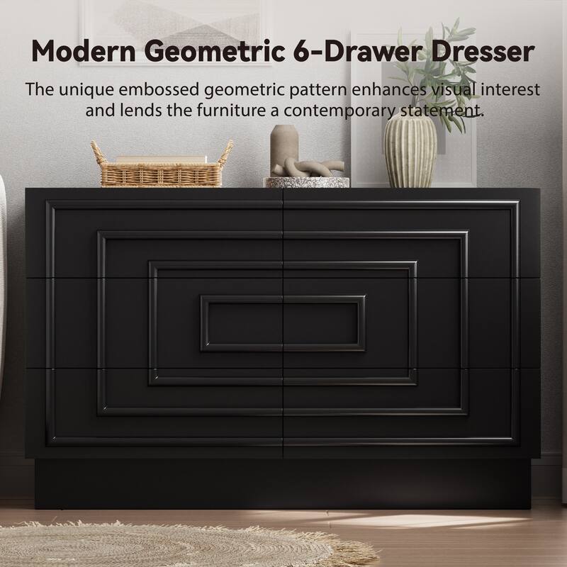 COZAYH Sculptural Mid-Century Modern Dresser & Nightstand with Geometric Square Pattern, Contemporary Chest and Bedside Table