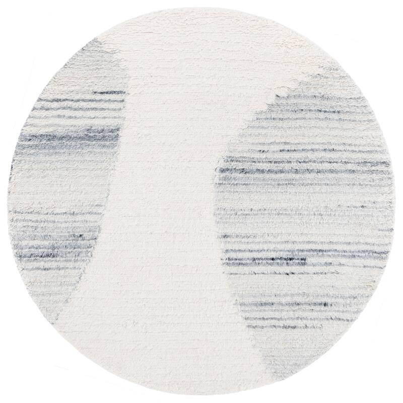 SAFAVIEH Handmade Vermont Nejra Wool Rug - 6' Round - Ivory/Grey