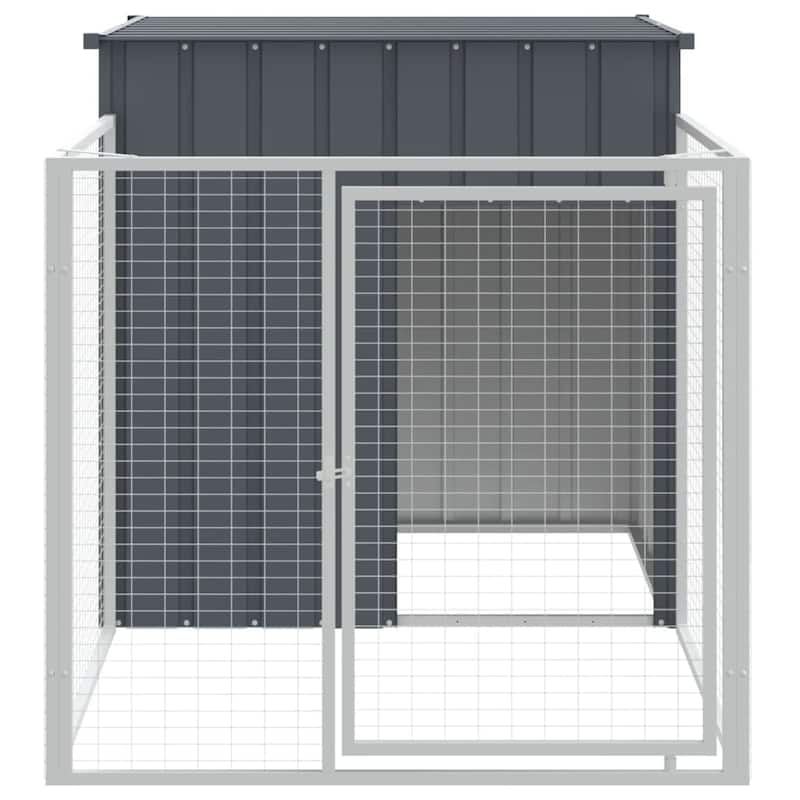 vidaXL Dog House with Run Anthracite/Light Gray multisize Galvanized Steel
