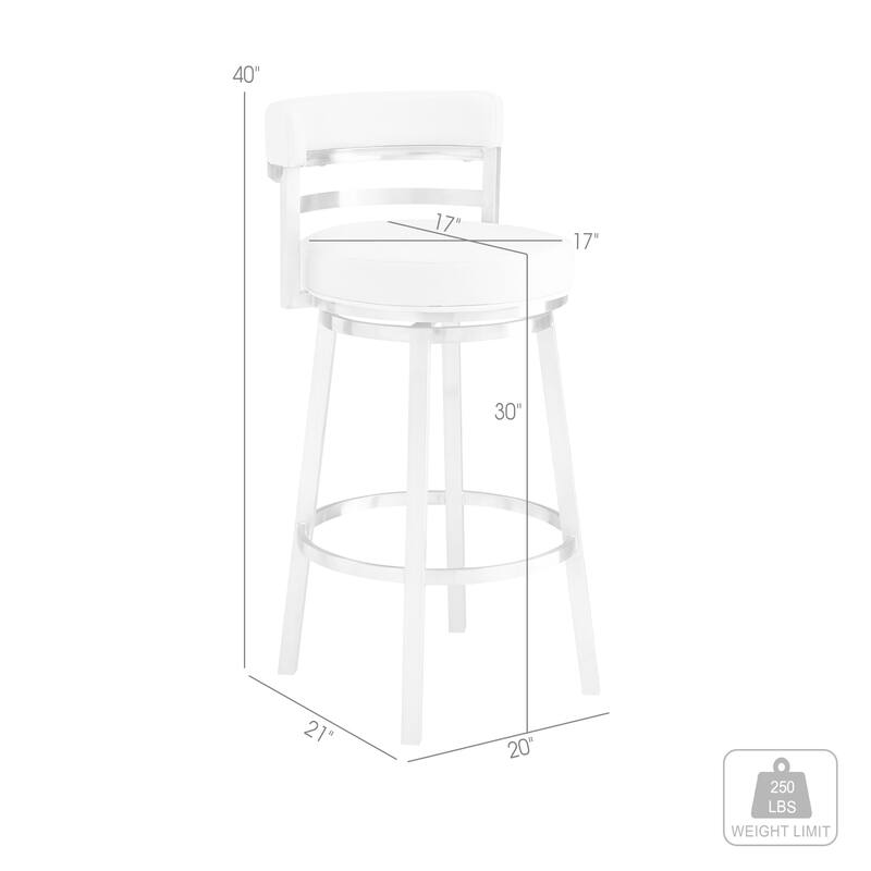 Titana Faux Leather Upholstered Swivel Bar/Counter Stool in Brushed Stainless Steel