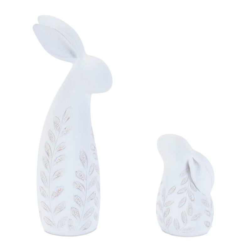 Etched Bunny Figurine Decorations - 9" - Set of 2