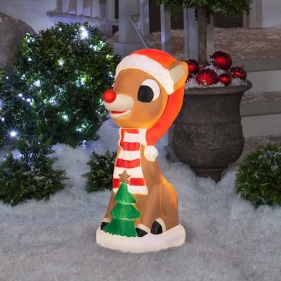 Lighted Blow Mold Outdoor Decor-Rudolph w/Christmas Tree-24"-Rudolph