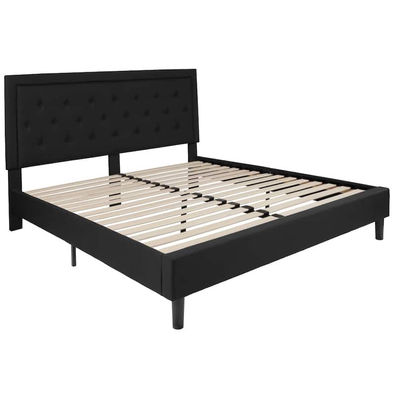 Panel Tufted Upholstered Platform Bed