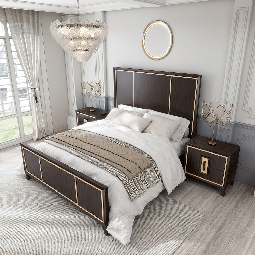 Furniture of America Nyx Modern Espresso 3-Piece Solid Wood Panel Bedroom Set