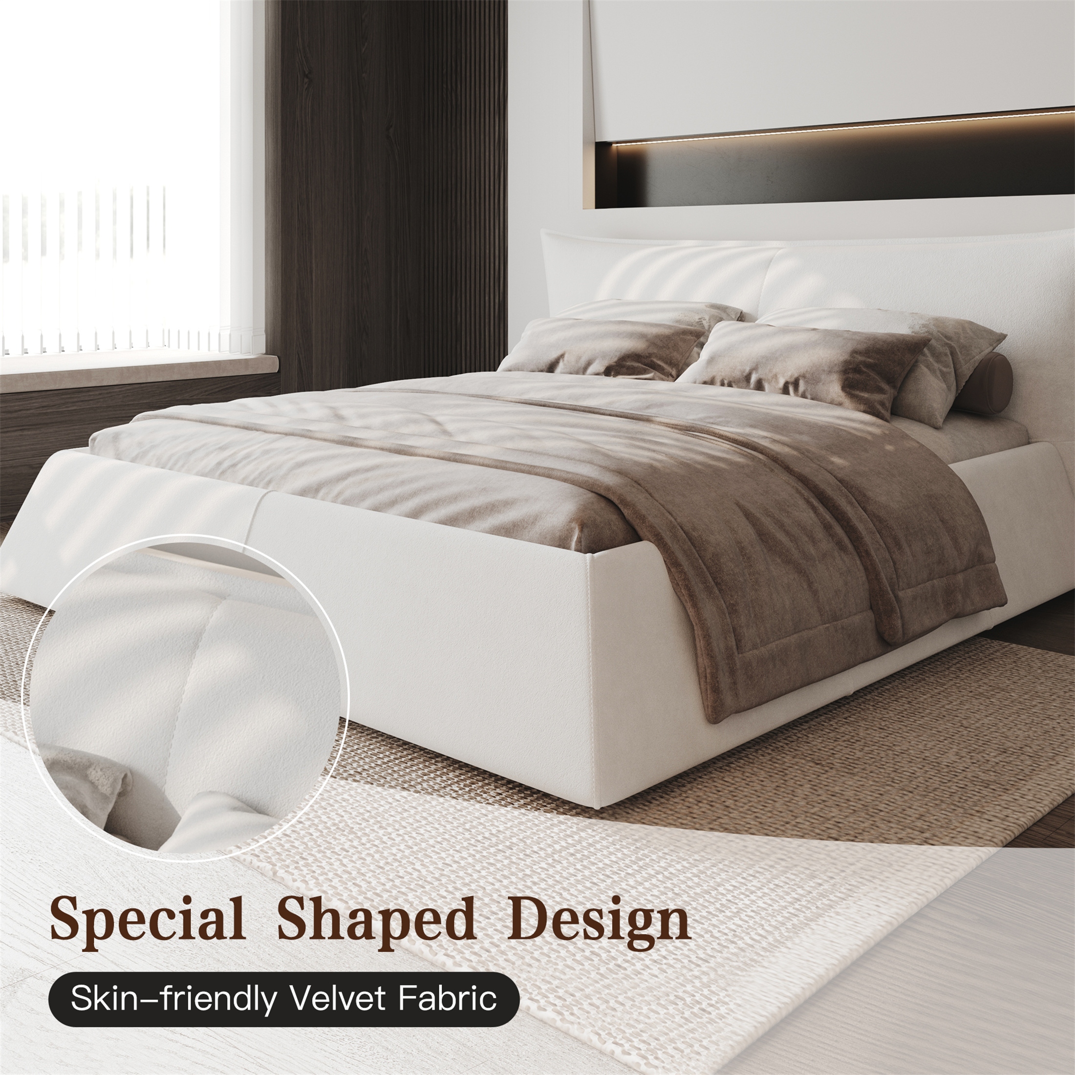 King Size Upholstered Platform Bed
