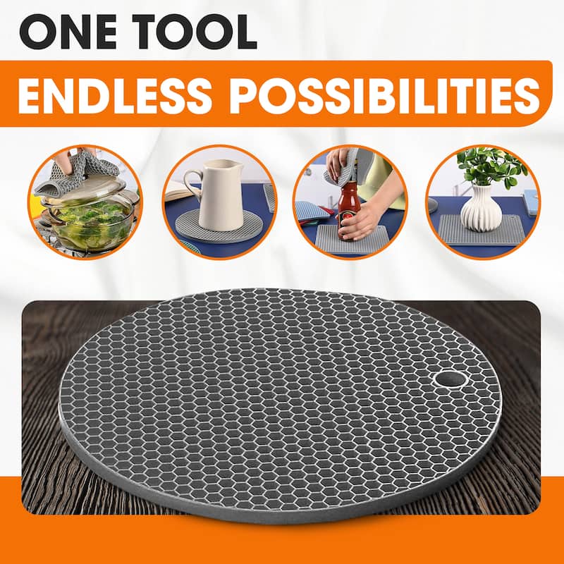 Cheer Collection Silicone Trivets Set of 4 Flexible Heat Resistant Kitchen Mats for Hot Pots and Pans