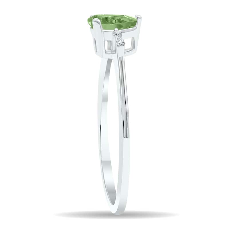 Women's Green Amethyst and Diamond Sparkle Ring in 10K White Gold