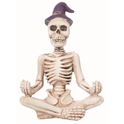 Transpac Resin White Halloween Relaxed Skeleton Figurine