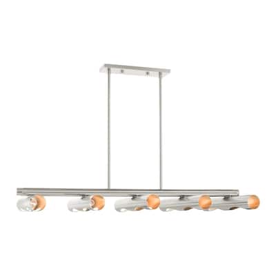 Livex Lighting 10 Light Brushed Nickel Linear Chandelier, 45898-91 - 50" L x 22" W x 13.25" - 43.25" Adj. H